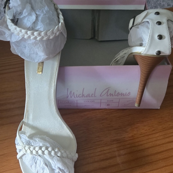Michael Antonio Cream Heeled Sandals - Picture 1 of 5
